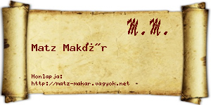 Matz Makár névjegykártya